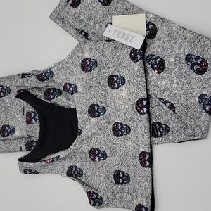 NWT, Terez from Nordstrom,  women's size small Glitter Skulls workout set